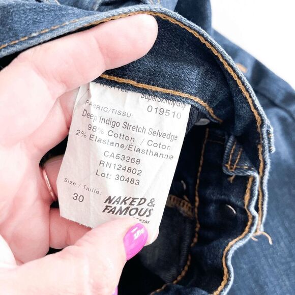 Naked & Famous Denim Deep Indigo Stretch Selvedge Jeans Super Skinny Guy Size 30 - Picture 6 of 11